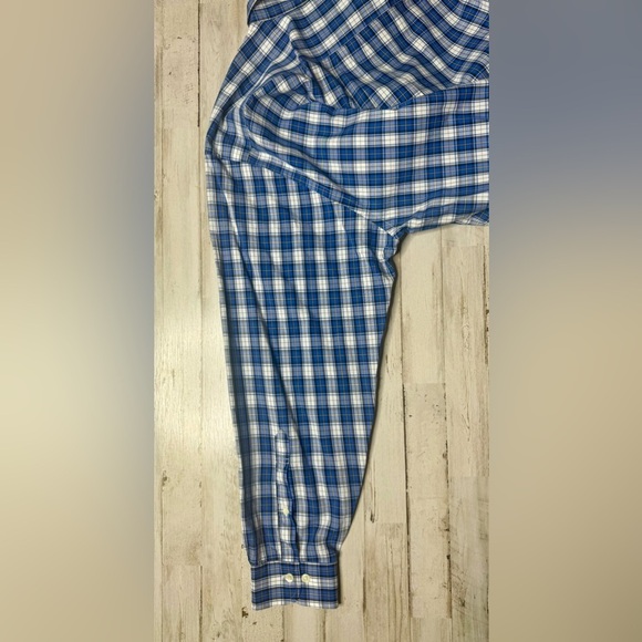 Brooks Brothers Madison Fit  Stretch Button Down Shirt Mens XL Plaid Blue - Picture 8 of 13